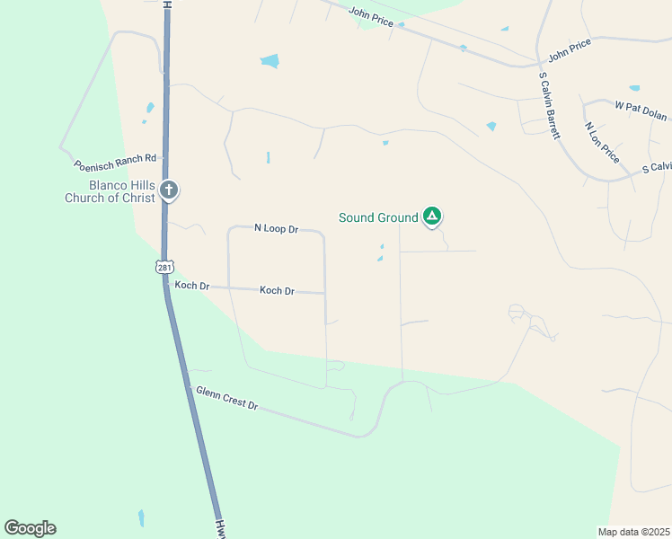 map of restaurants, bars, coffee shops, grocery stores, and more near 611 North Loop Drive in Blanco