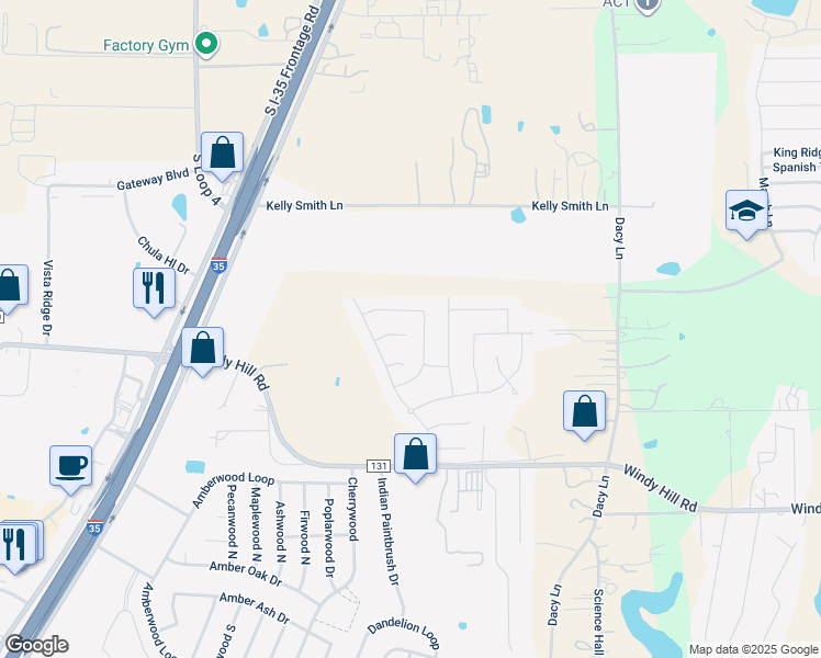 map of restaurants, bars, coffee shops, grocery stores, and more near 181 Song Sparrow Cove in Kyle