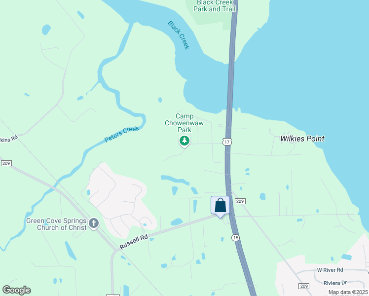map of restaurants, bars, coffee shops, grocery stores, and more near 1517 Ball Road in Green Cove Springs