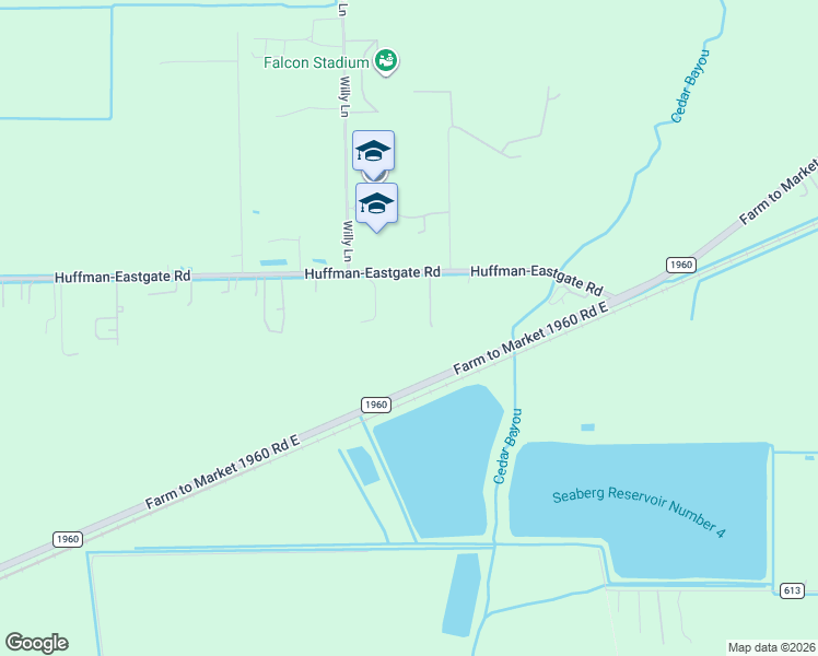map of restaurants, bars, coffee shops, grocery stores, and more near 3214 Huffman-Eastgate Road in Huffman