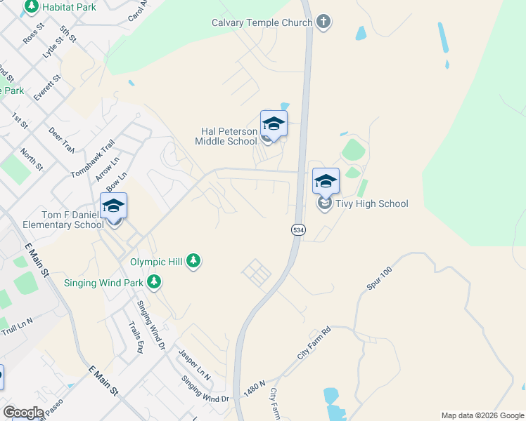 map of restaurants, bars, coffee shops, grocery stores, and more near 3549 Veterans Highway in Kerrville