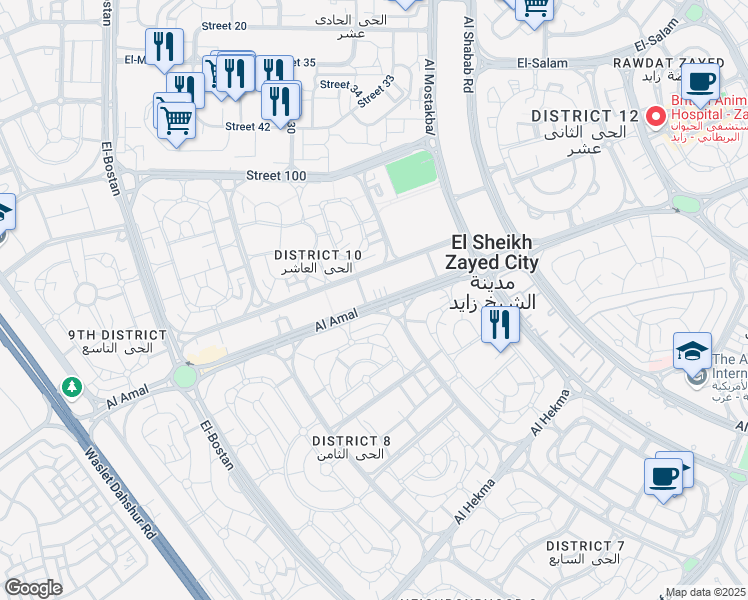 map of restaurants, bars, coffee shops, grocery stores, and more near 4th entry، 38 in Second Al Sheikh Zayed