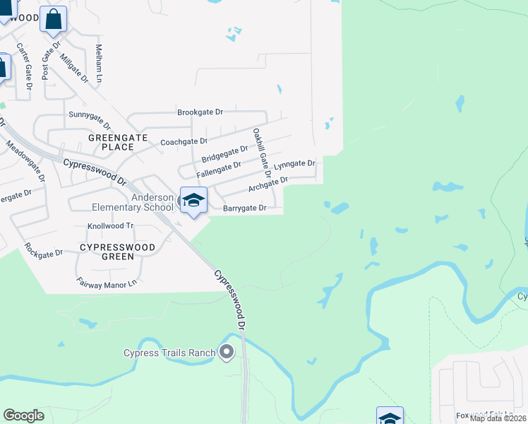 map of restaurants, bars, coffee shops, grocery stores, and more near 22202 Barrygate Court in Spring