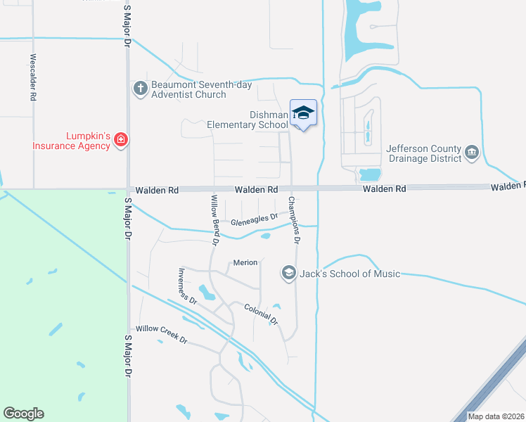 map of restaurants, bars, coffee shops, grocery stores, and more near 3668 Saint Andrews Drive in Beaumont
