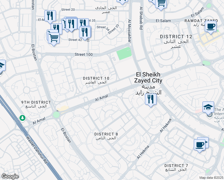 map of restaurants, bars, coffee shops, grocery stores, and more near 4th entry، 38 in Second Al Sheikh Zayed