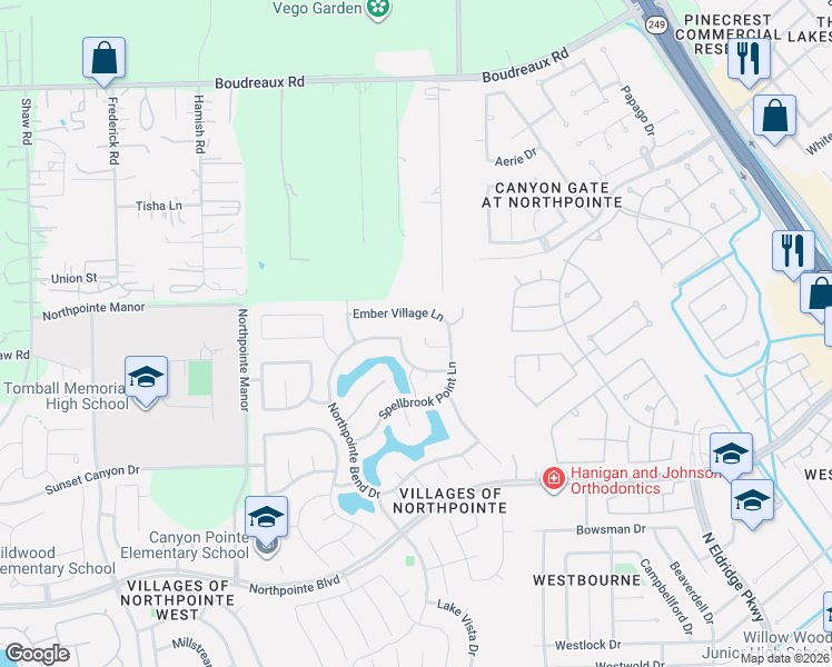 map of restaurants, bars, coffee shops, grocery stores, and more near 12511 Point Arbor Court in Tomball