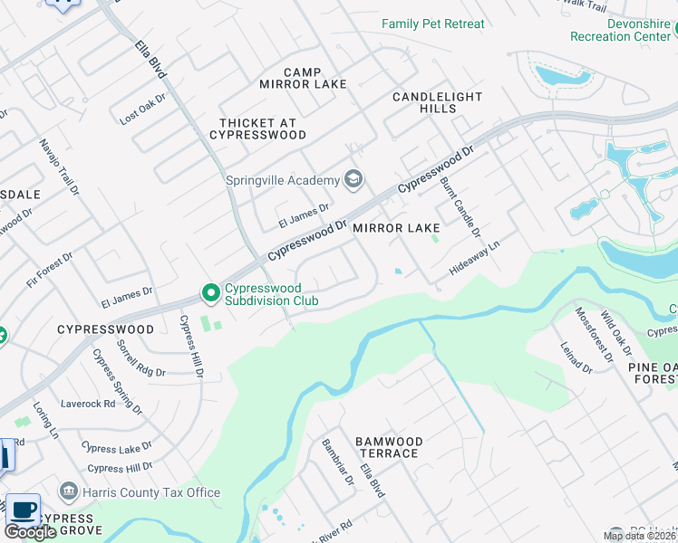 map of restaurants, bars, coffee shops, grocery stores, and more near 18306 Aldermoor Drive in Spring