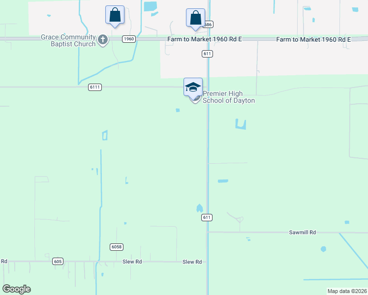map of restaurants, bars, coffee shops, grocery stores, and more near 1527 County Road 611 in Dayton