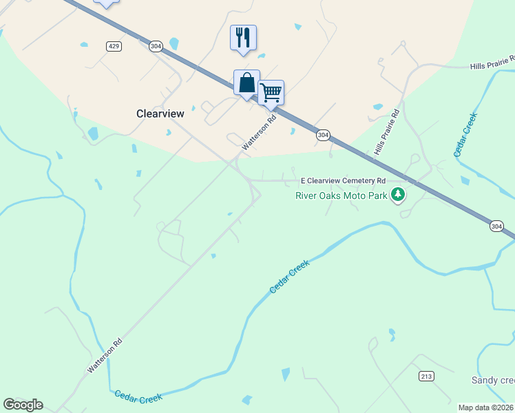 map of restaurants, bars, coffee shops, grocery stores, and more near 187 Watterson Road in Bastrop