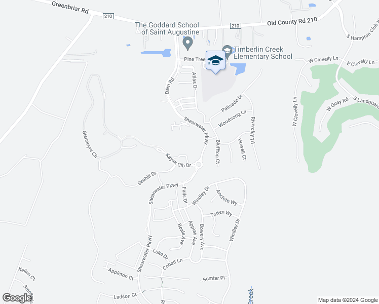 map of restaurants, bars, coffee shops, grocery stores, and more near 100 Kayak Way in St. Augustine