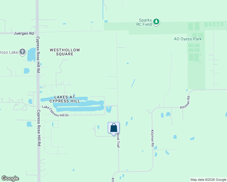 map of restaurants, bars, coffee shops, grocery stores, and more near 17002 Bobcat Trail in Cypress