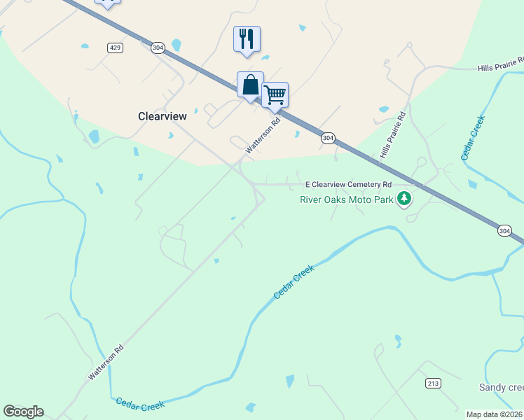 map of restaurants, bars, coffee shops, grocery stores, and more near 187 Watterson Road in Bastrop