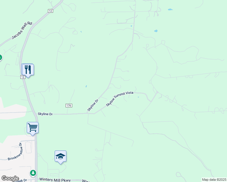 map of restaurants, bars, coffee shops, grocery stores, and more near 525 Skyline Summit Vista in Wimberley