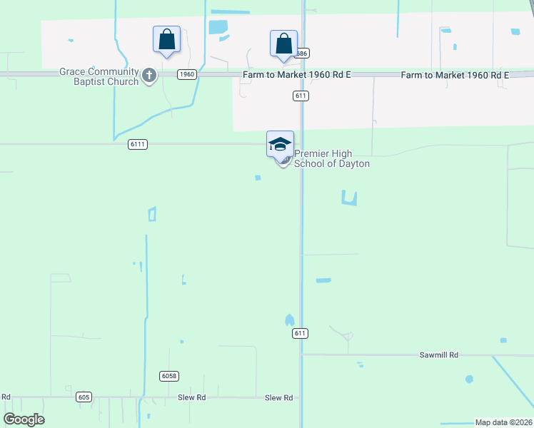map of restaurants, bars, coffee shops, grocery stores, and more near 1527 County Road 611 in Dayton
