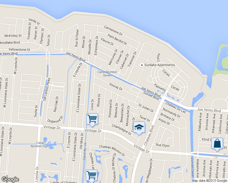 map of restaurants, bars, coffee shops, grocery stores, and more near 724 Saint Julien Drive in Kenner