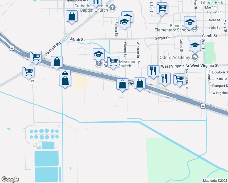 map of restaurants, bars, coffee shops, grocery stores, and more near 4820 Stone Oak Drive in Beaumont