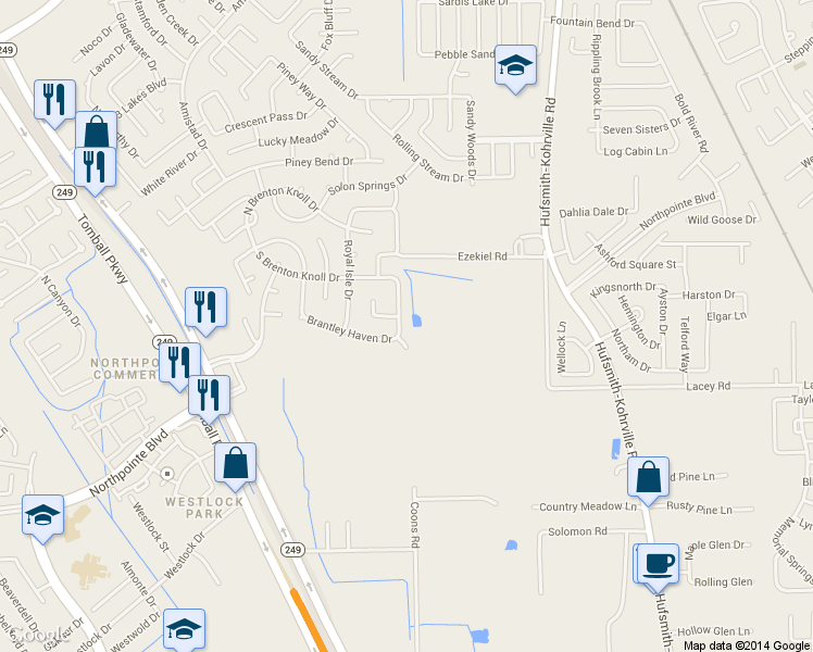 map of restaurants, bars, coffee shops, grocery stores, and more near 19014 Avalon Springs Dr in Tomball