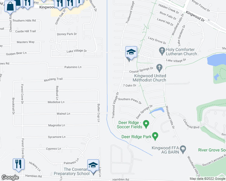 map of restaurants, bars, coffee shops, grocery stores, and more near 1902 Tangle Lake Drive in Houston