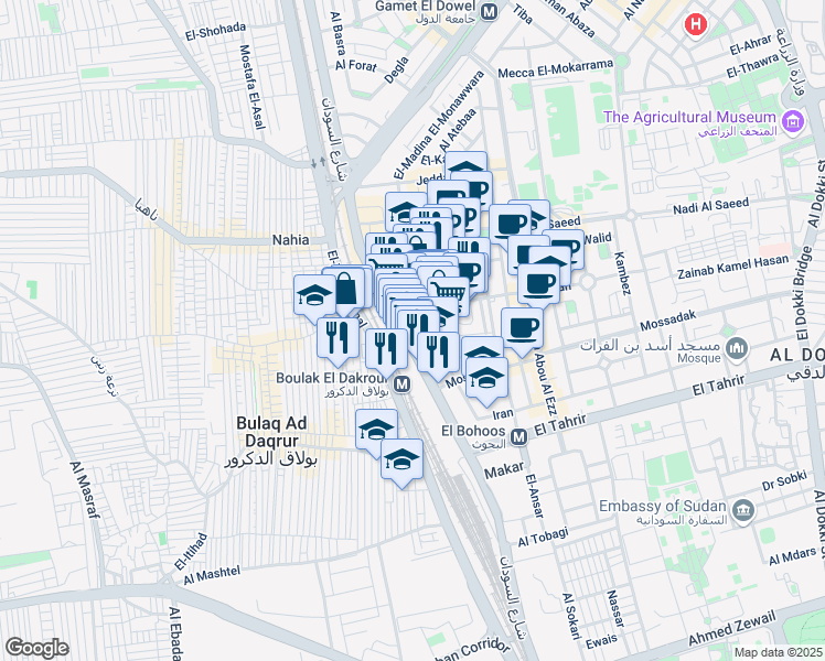 map of restaurants, bars, coffee shops, grocery stores, and more near in 