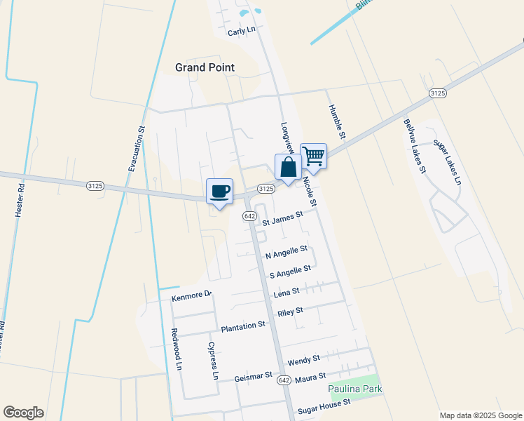 map of restaurants, bars, coffee shops, grocery stores, and more near 3783 Louisiana 642 in Paulina