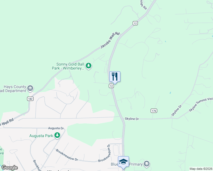 map of restaurants, bars, coffee shops, grocery stores, and more near 16909 Ranch Road 12 in Wimberley