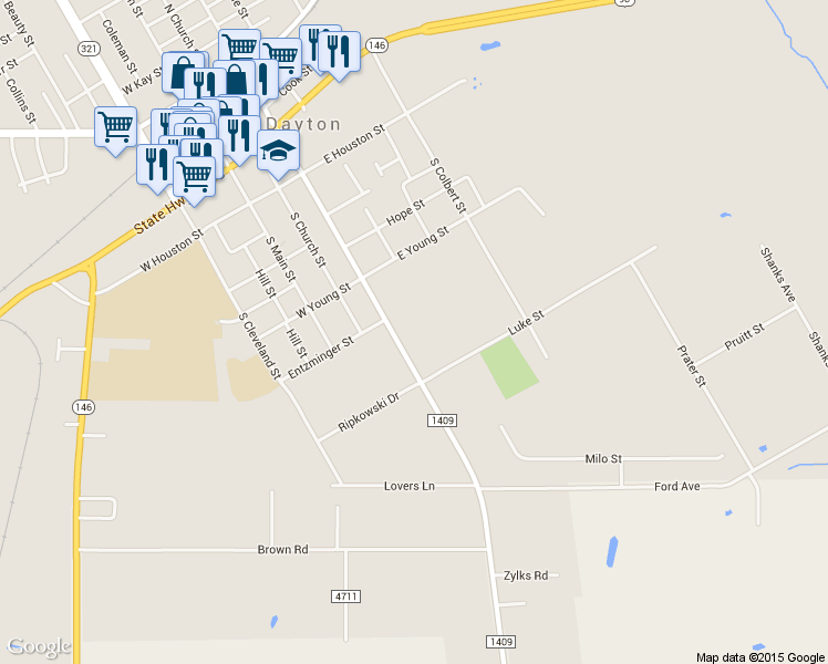 map of restaurants, bars, coffee shops, grocery stores, and more near 704 S Winfree St in Dayton