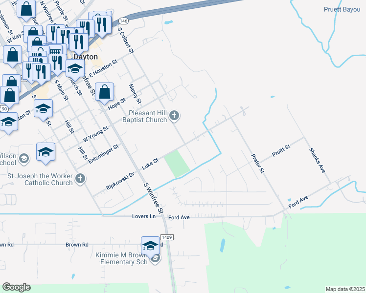 map of restaurants, bars, coffee shops, grocery stores, and more near 903 South Colbert Street in Dayton
