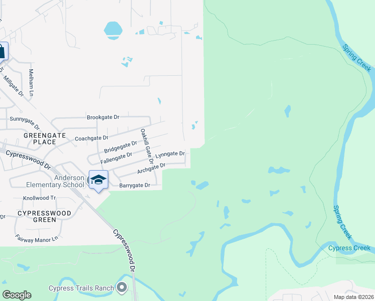 map of restaurants, bars, coffee shops, grocery stores, and more near 6803 Lynngate Drive in Spring