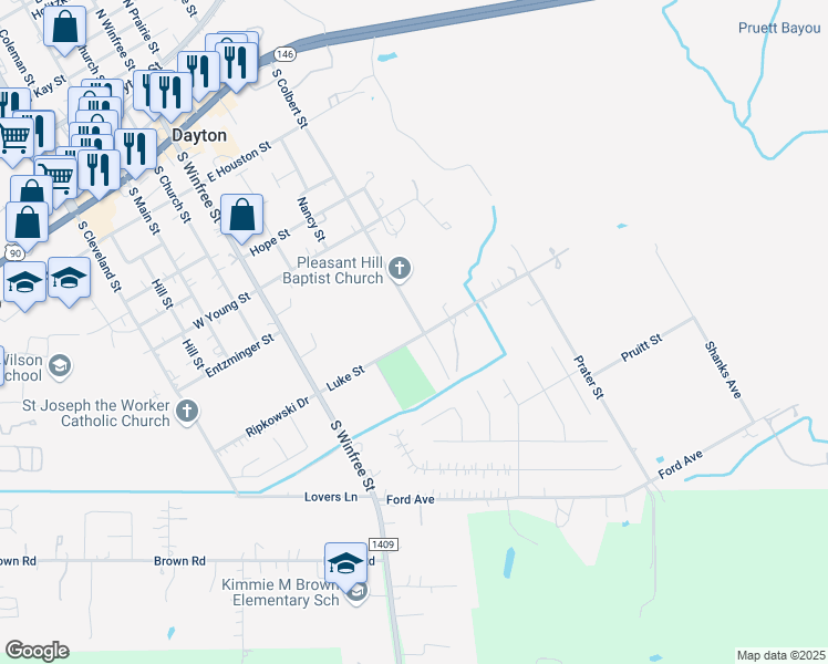 map of restaurants, bars, coffee shops, grocery stores, and more near 903 South Colbert Street in Dayton