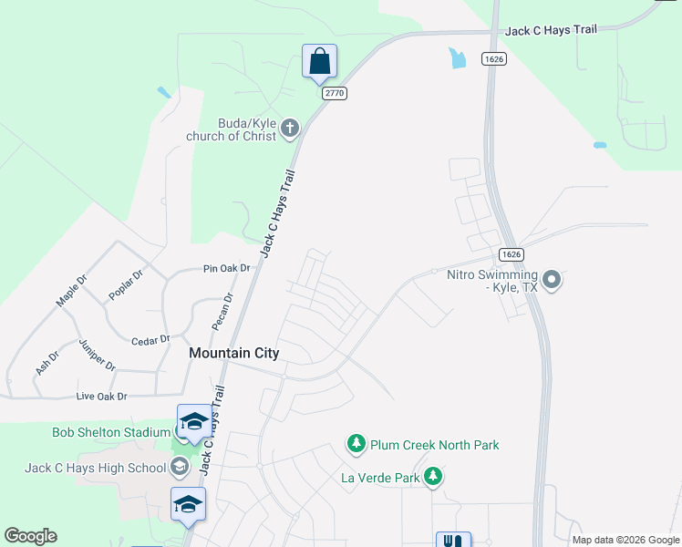 map of restaurants, bars, coffee shops, grocery stores, and more near 4831 Jack C Hays Trail in Mountain City
