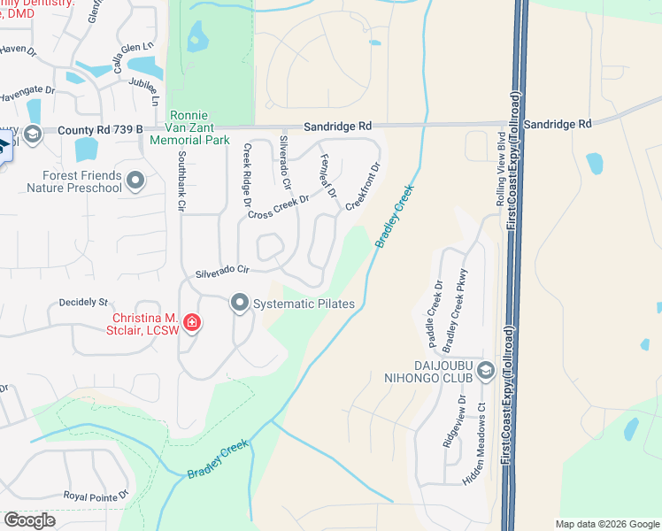 map of restaurants, bars, coffee shops, grocery stores, and more near 2575 Creekfront Drive in Green Cove Springs