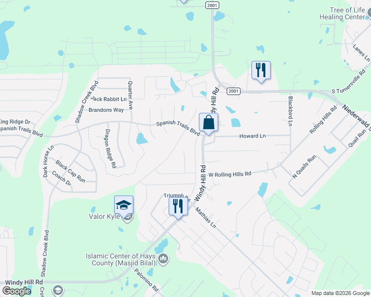 map of restaurants, bars, coffee shops, grocery stores, and more near 212 Corvid Drive in Buda