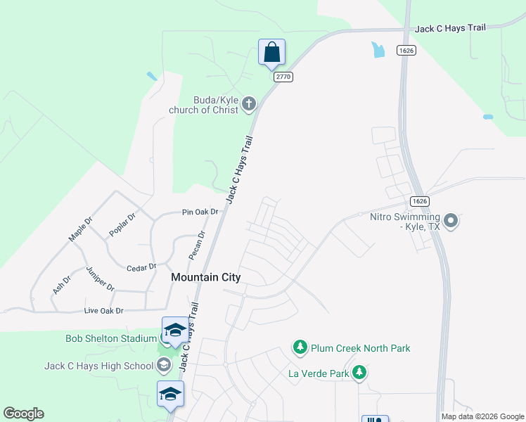 map of restaurants, bars, coffee shops, grocery stores, and more near 102 Pin Oak Drive in Mountain City