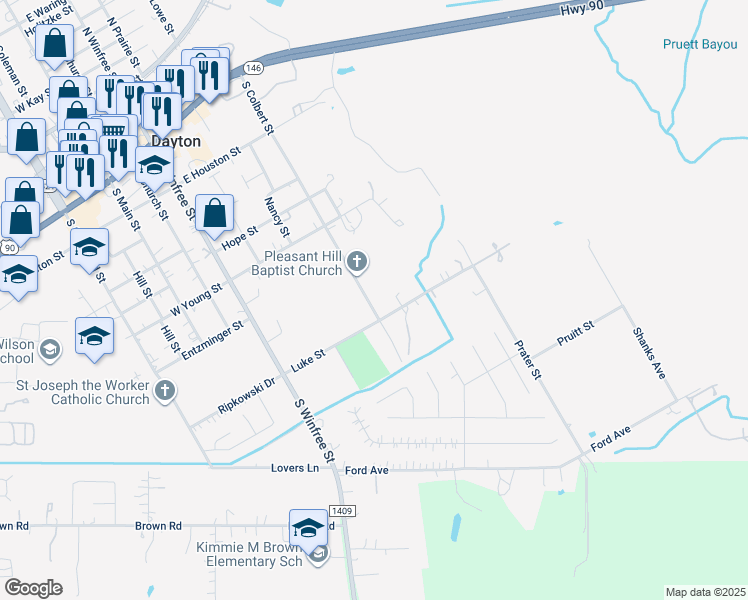 map of restaurants, bars, coffee shops, grocery stores, and more near 903 South Colbert Street in Dayton