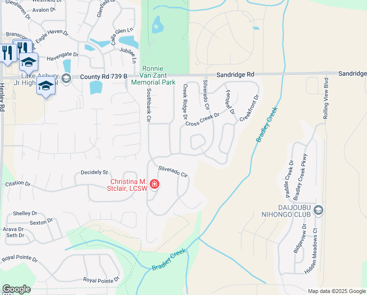 map of restaurants, bars, coffee shops, grocery stores, and more near 2891 Cross Creek Drive in Green Cove Springs