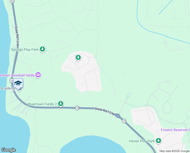map of restaurants, bars, coffee shops, grocery stores, and more near 3529 Florida 13 in Saint Johns