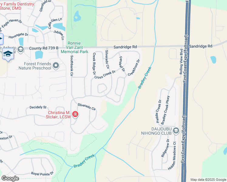 map of restaurants, bars, coffee shops, grocery stores, and more near 1860 Creekview Drive in Green Cove Springs