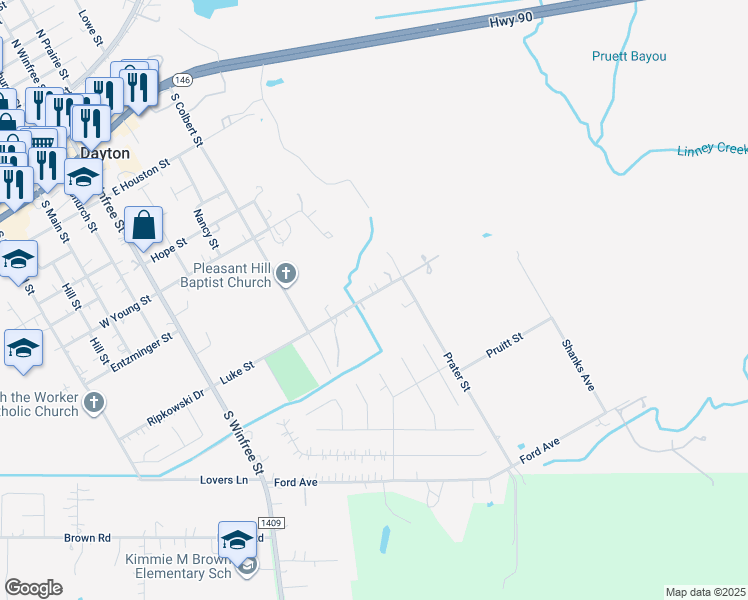 map of restaurants, bars, coffee shops, grocery stores, and more near 903 Luke Street in Dayton