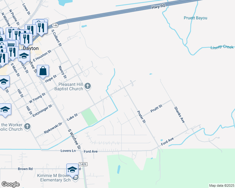 map of restaurants, bars, coffee shops, grocery stores, and more near 903 Luke Street in Dayton