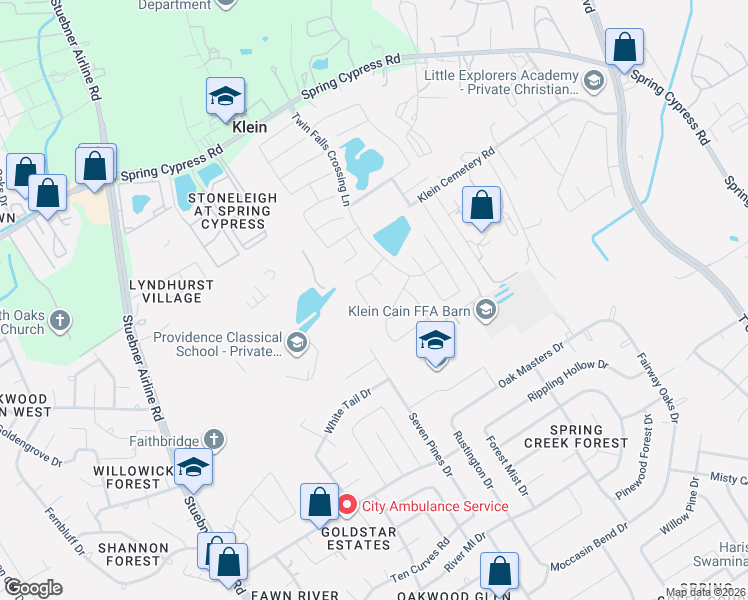 map of restaurants, bars, coffee shops, grocery stores, and more near 18218 Wedgewood Bluff Court in Spring