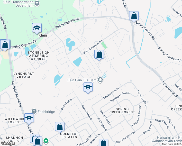 map of restaurants, bars, coffee shops, grocery stores, and more near 18130 Swallow Springs Way in Spring