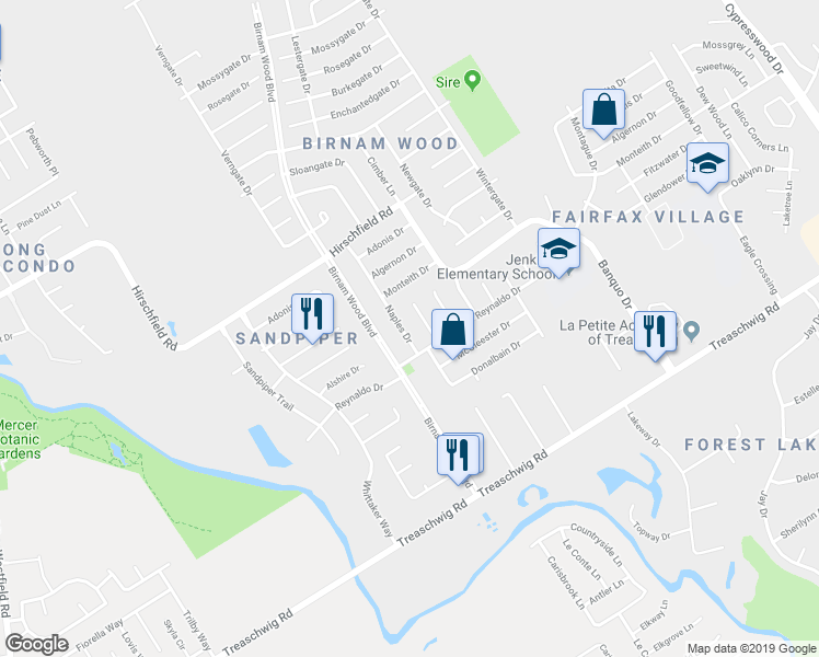 map of restaurants, bars, coffee shops, grocery stores, and more near 23118 Naples Drive in Spring