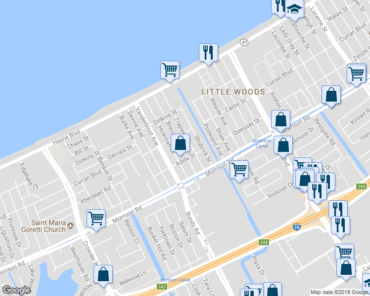 map of restaurants, bars, coffee shops, grocery stores, and more near 7541 Brevard Avenue in New Orleans
