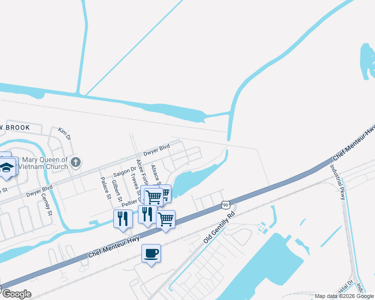 map of restaurants, bars, coffee shops, grocery stores, and more near 22 A Street in New Orleans