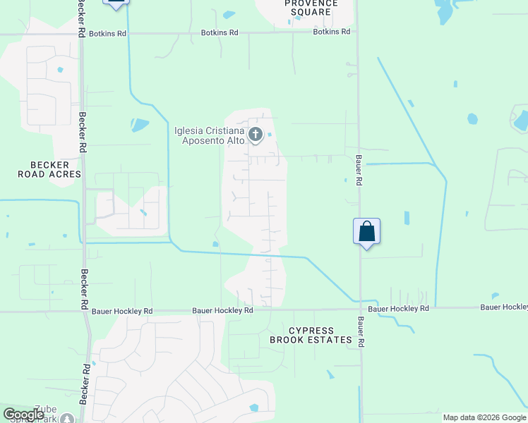 map of restaurants, bars, coffee shops, grocery stores, and more near 18302 McGee Street in Hockley