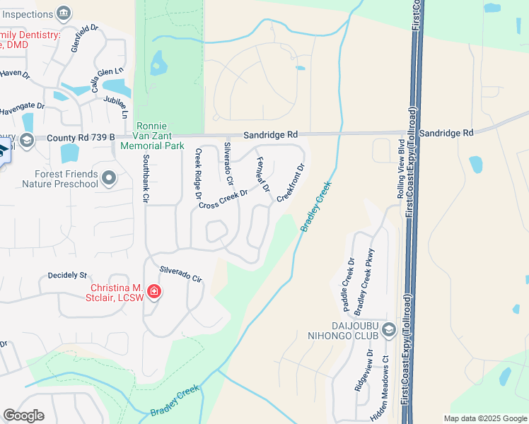 map of restaurants, bars, coffee shops, grocery stores, and more near 2532 Creekfront Drive in Green Cove Springs