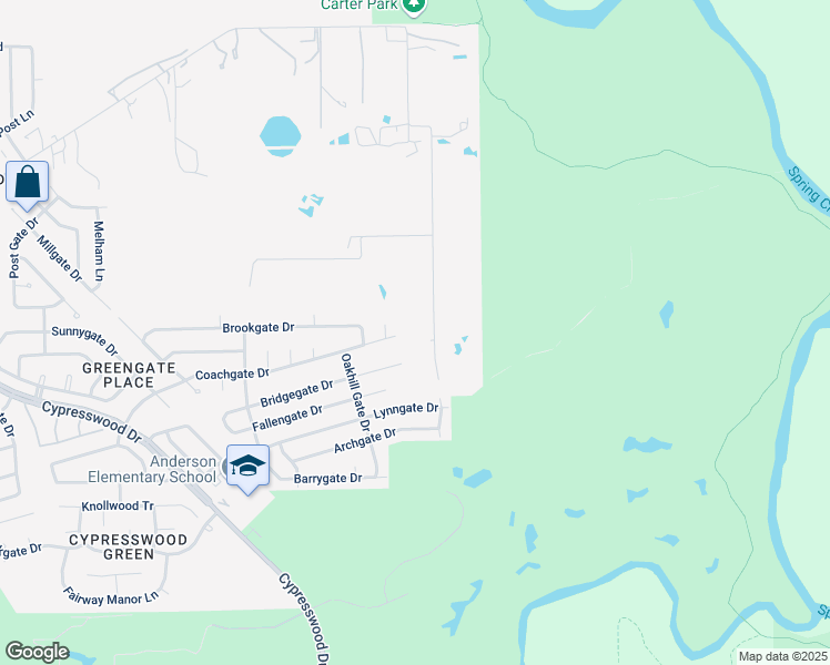 map of restaurants, bars, coffee shops, grocery stores, and more near 7710 Carl Road Ext in Spring