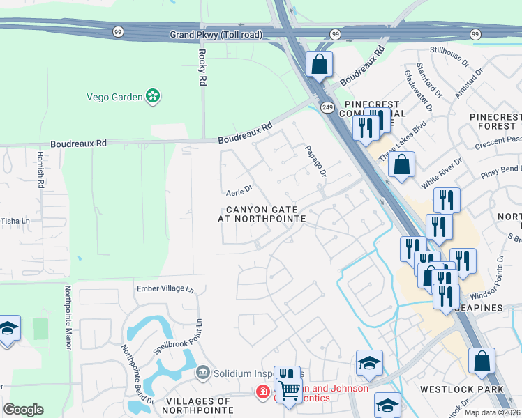 map of restaurants, bars, coffee shops, grocery stores, and more near 11910 Ute Mountain Lane in Tomball