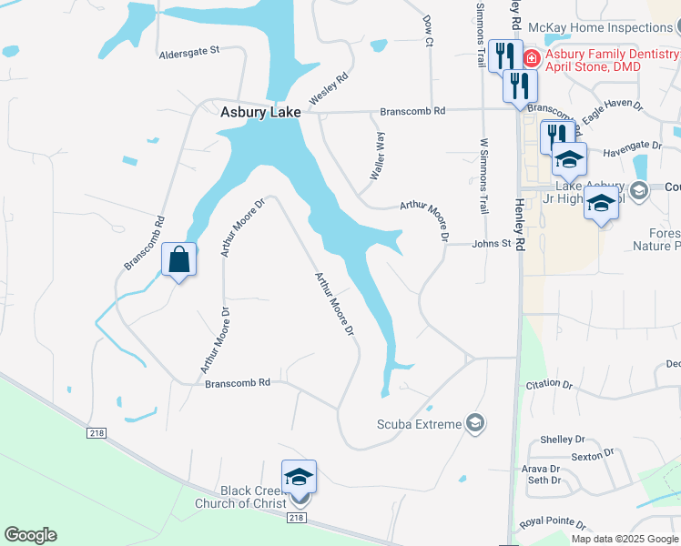 map of restaurants, bars, coffee shops, grocery stores, and more near 777 Arthur Moore Drive in Green Cove Springs