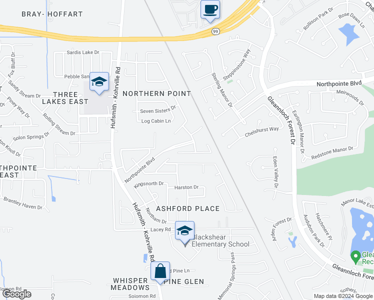 map of restaurants, bars, coffee shops, grocery stores, and more near 11226 Wild Goose Drive in Tomball